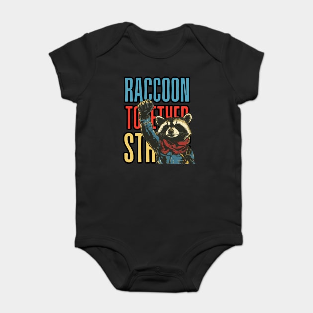 Raccoon Together Strong - Pro Raccoon Movement Baby Bodysuit by TuncGK